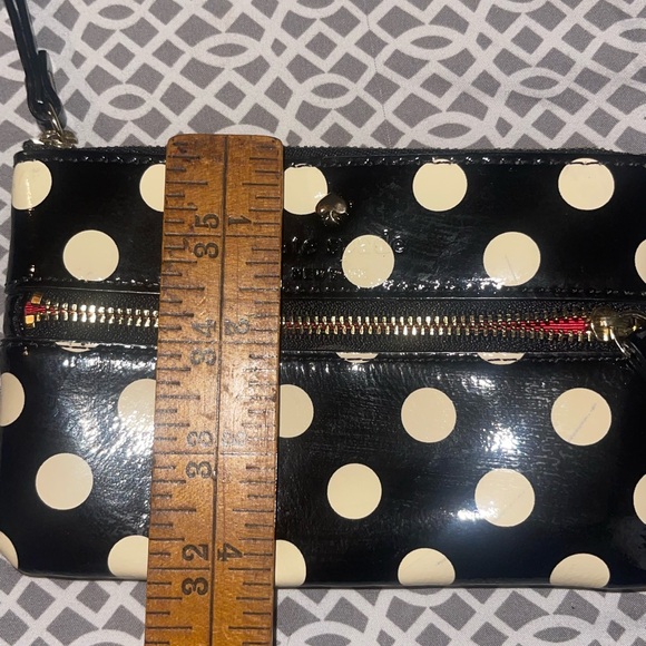 Rare Vintage Kate Spade Wristlet Wallet Staci Polka Dot Black/White 1 Mark GUC - Picture 8 of 9